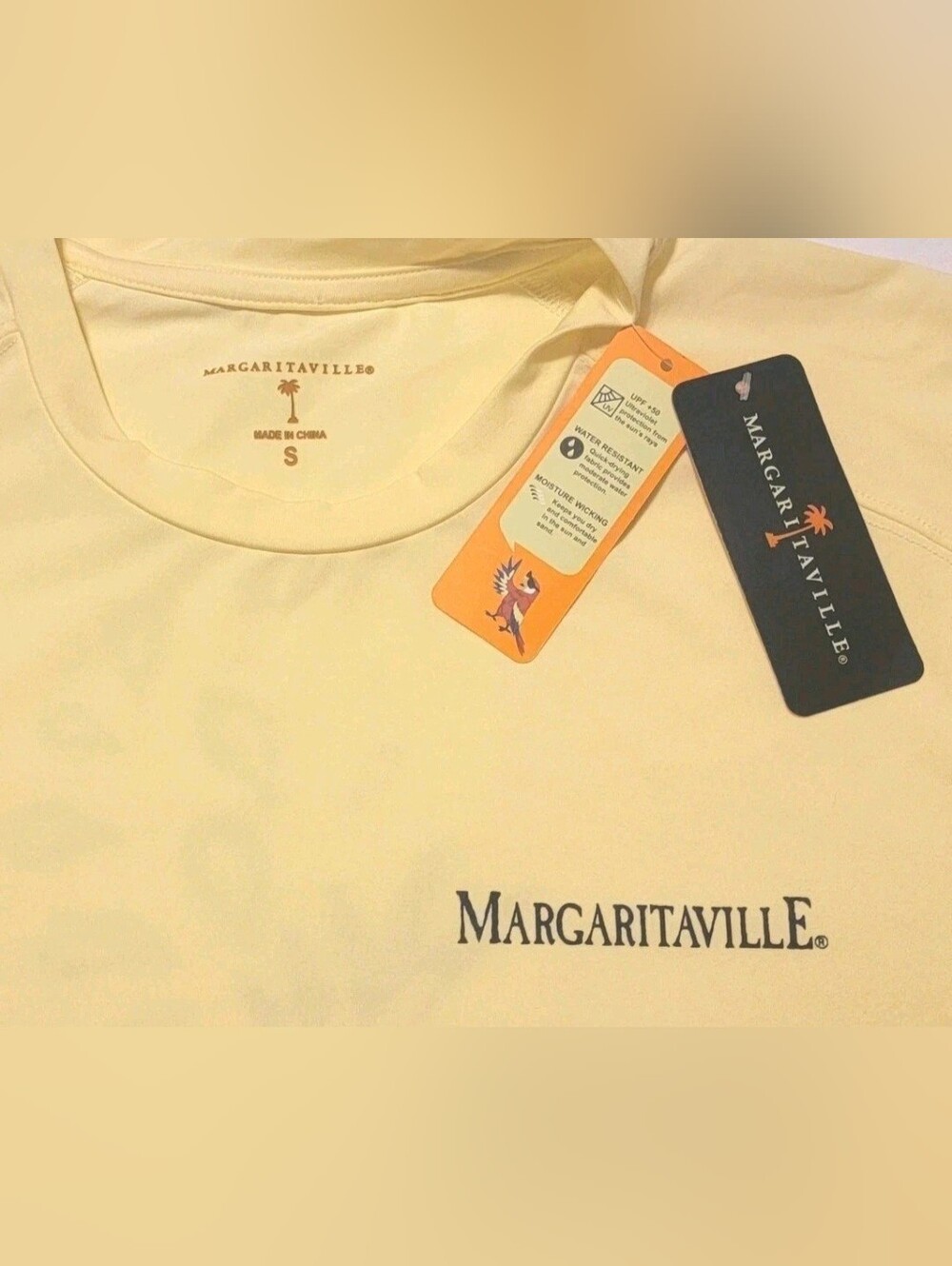 Margaritaville Parrothead Club Long Sleeve T-Shirt Elfin Yellow SMALL UPF50 NWT - Picture 4 of 10
